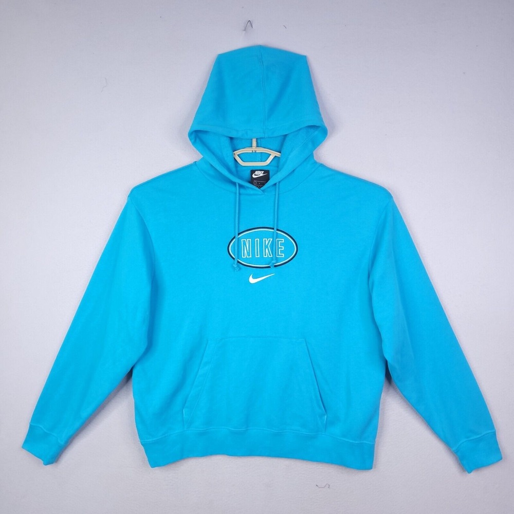Nike Varsity Knit Hoodie Womens Blue Large Long Sleeve Kangaroo Pocket Pullover